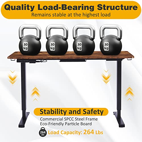 Sohoteco Height Adjustable Electric Standing Desk,55X24 Stand Up Desk With Dual Motor,Home Office Desk With Memory Controller And Cable Management Tray,Sit Stand Desk Black Frame/Rustic Brown Top #TOP2