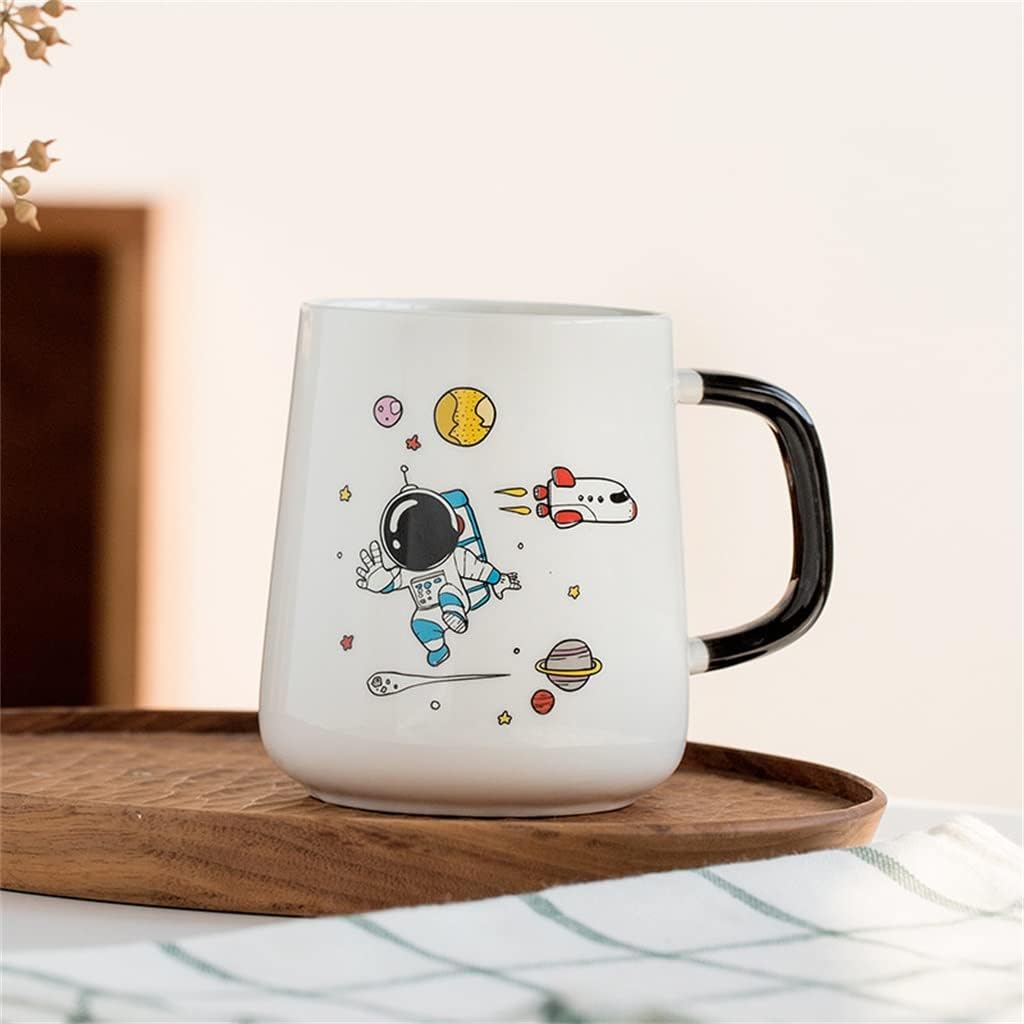 Nordic Ceramic Mug Coffee Cup with Lid Spoon Handle Household Water Gift Box Milk(D)
