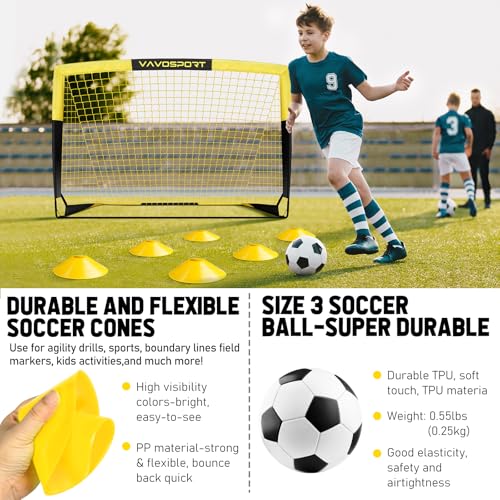 Image of Kids Soccer Goals for Backyard Set - 2 of 4' x 3' Portable Soccer Goal Training Equipment, Pop Up Toddler Soccer Net with Soccer Ball, Soccer Set for Kids and Youth Outdoor Games, Sports, Play