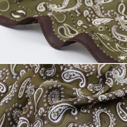 Image of 27.5 Inches Square Silk Feeling Neck Scarf for Men Necktie Silk Bandanas Pocket Square Cowboy Scarves