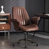 Home Office Desk Chair Office Smooth Casters Ergonomic Computer Chair with Lumbar Support Adjustable Height Rolling Swivel Executive Task Armrests Chair, Brown Color