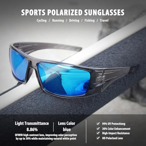 Image of Polarized Sports Sunglasses for Men Women,Driving Fishing | UV400 Protection Anti-Glare Lens, Wrap Around Sunglasses for Cycling,Hiking,Golf & Outdoor Sports Unbreakable Frame