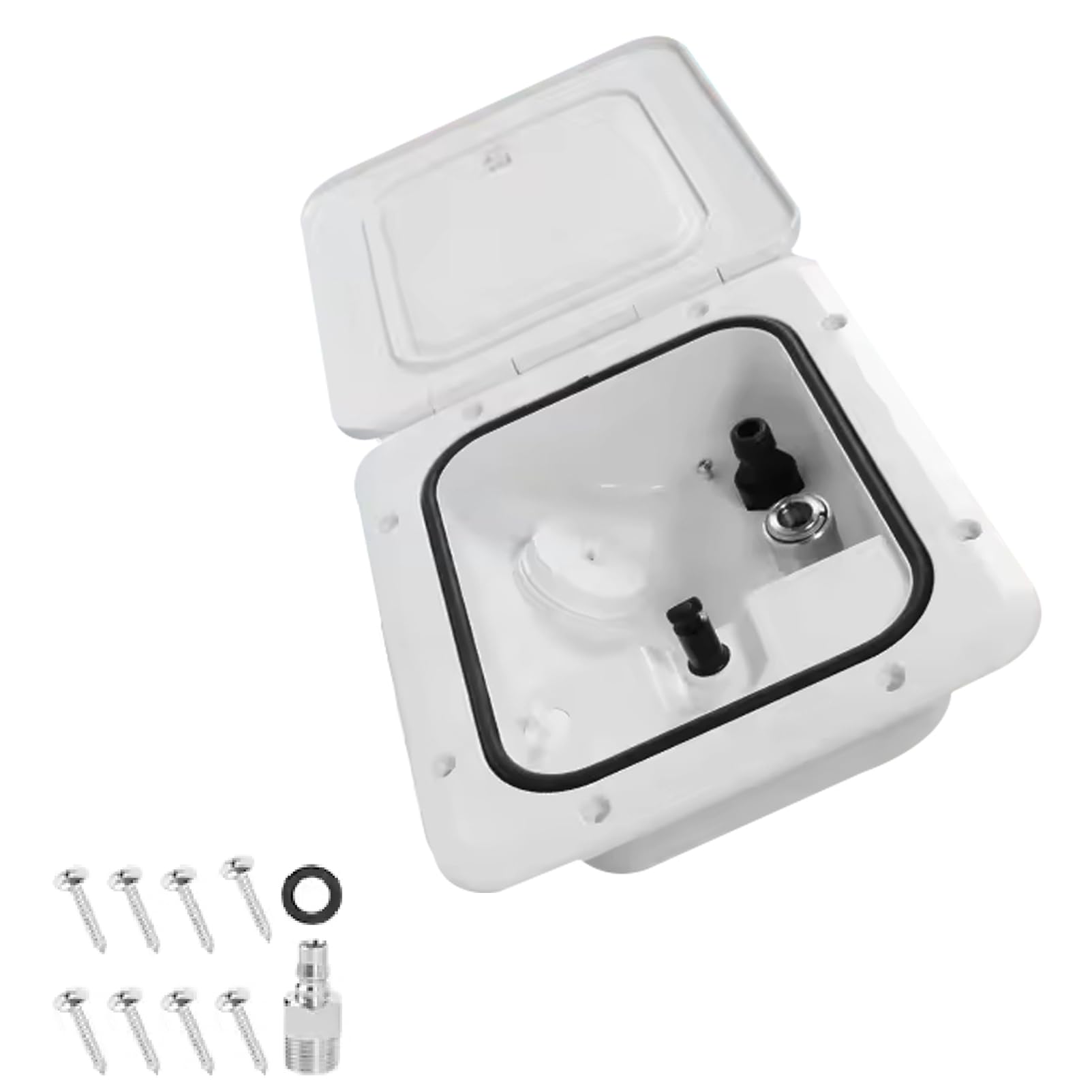 Riempitrice d'acqua quadrata a gravità per camper, ingresso elettrico bloccabile con tappo antipolvere, ricambio per ingresso acqua per camper e marine