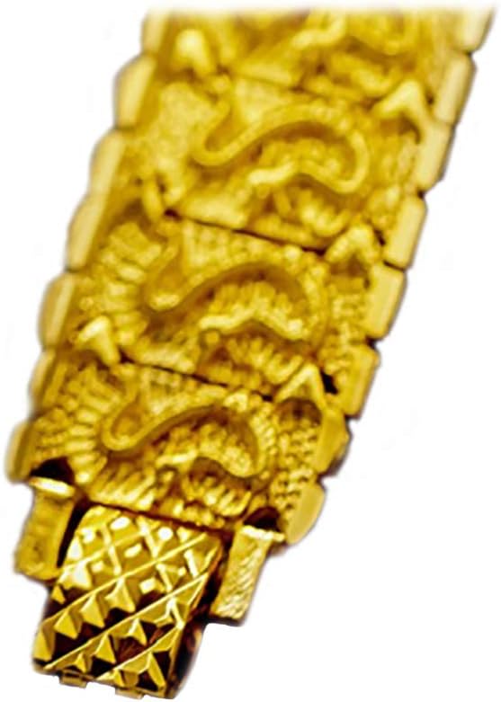 18k Yellow Gold Authentic Dragon Chain Bracelet Mens Bold Wide Style 8 1/4"