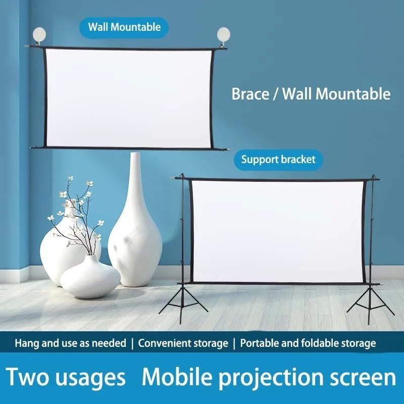 Pantalla de proyector portátil plegable doble soporte 120 pulgadas miniatura 3