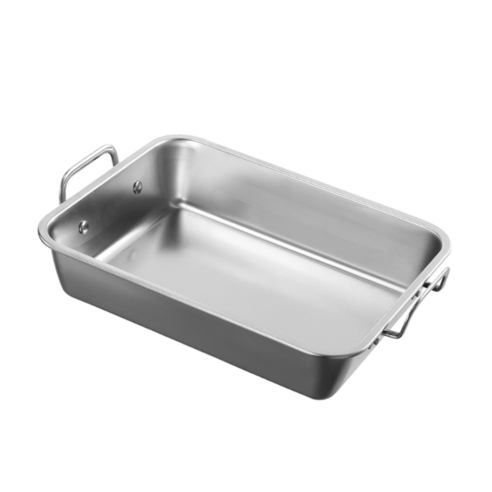 Stainless Steel Rectangular Roasting Pan with Handles for Turkey Chicken - Fish Baking Tray Lasagna Pan Food Dish Serving Platter Plate for Oven Dishwasher Safe, 2 Sizes (25cm,Silver)