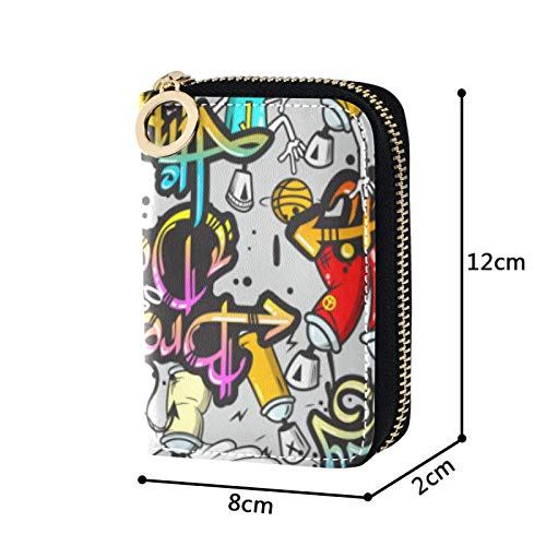 OTVEE Abstract Graffiti Spray RFID Credit Card Wallet, Microfiber Leather Zipper Card Case Holder for Women4