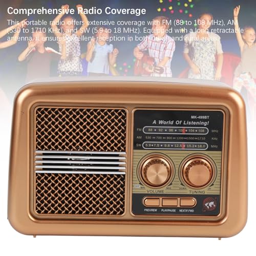 Radio portátil AM FM SW con Bluetooth, doble alimentación miniatura 2
