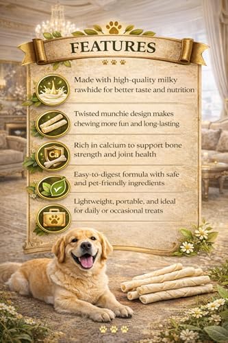 Image of ADB Creations Chicken Flavour Dogs Chew Stick, 900G Milky Rawhide Calcium Twisted Treats, Teeth Cleaning & Bone Support Snacks for Adult Dogs and Puppies