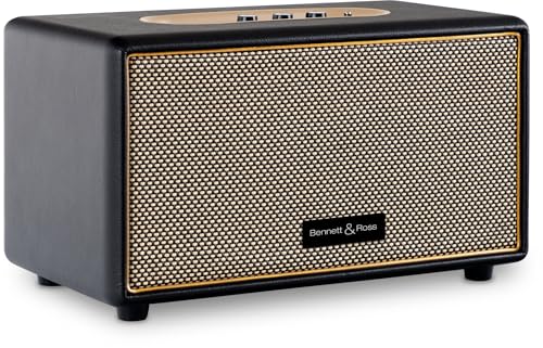 Bennett & Ross BB-860BK Blackmore Haut-Parleur Bluetooth rétro en Cuir - Haut-Parleur Vintage avec 2X 30W - Speaker Entrée USB avec Lecteur MP3 - Jack 3,5 mm avec aux-in - Enceinte en Noir