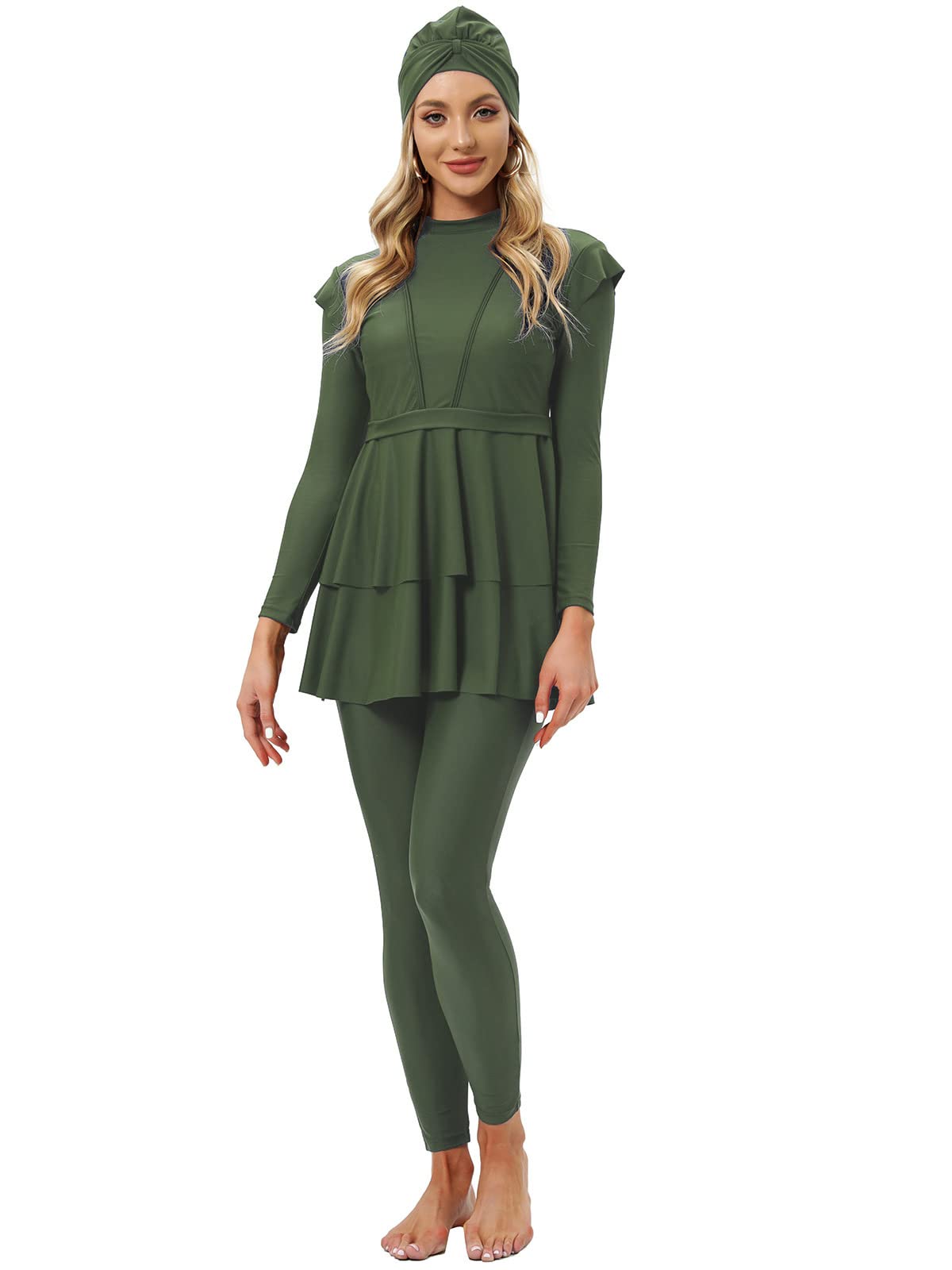 Modest Swimwear for Women Two Pieces Full Coverage Bathing Suit Long Sleeve Burkini Set