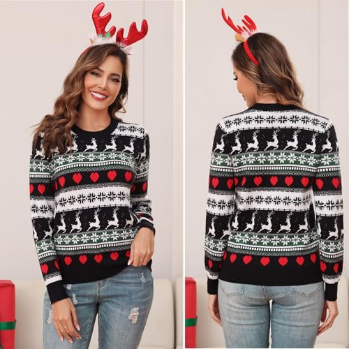 Uniexcosm Family Christmas Sweater Snowflake Reindeer Pattern Long Sleeve Crew Neck Xmas Holiday Pullover Knitwear - Image 6