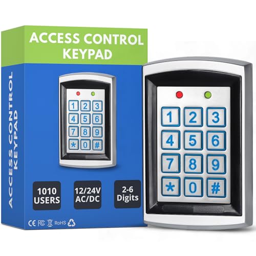 SecureMyDoor Clavier de contrôle d'accès de proximité pour intérieur et extérieur, 12-24 V, aluminium moulé sous pression, peut contenir 1000 cartes et...