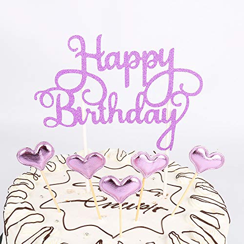 Purple Happy Birthday Cake Toppers Letters"Happy Birthday "And Love Star,Party #TOP1