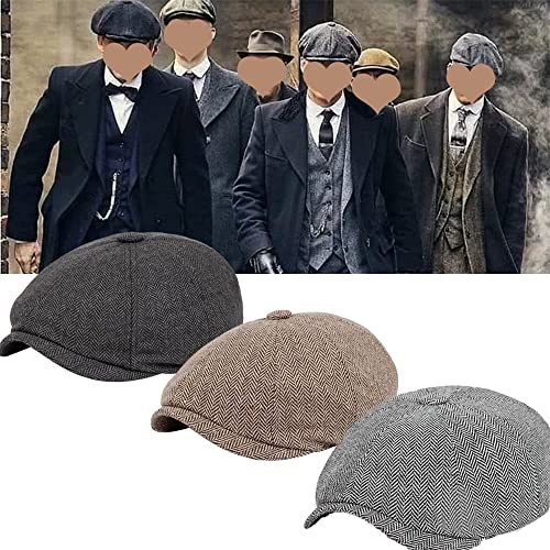 Bymnszz Classic Newsboy Hat Flat Caps For Men Women Vintage Cabbie Gatsby Cap Winter Herringbone Hat Ivy Hat (Brown) #TOP7
