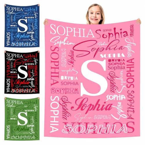 FnprtMo Name Blankets for Kids Adults Customized Name Blanket Gifts for Christmas Birthday Custom Name Blankets for Boys Girls