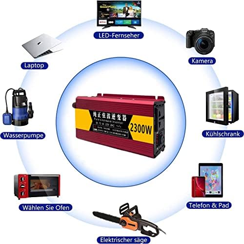2800W Pure Sine Wave Inverter 12V/24V/48V/60V/72V to 220V/110V, High-Efficiency Power Converter for Motorhomes, Boats, Camping, Household Use - Reliable & Portable