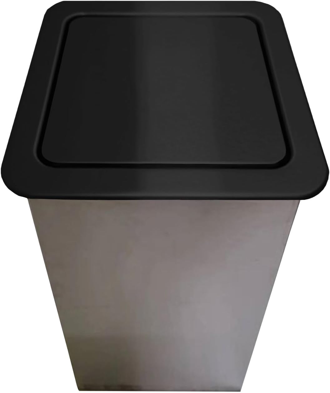 Recessed Countertop Trash Bin Lid, Built-in Waste Chute with Flap Cover, Stainless Steel Swing Trash Can Lid, Retangular Garbage Lid for Kitchen Counter,Black,430,Black,430