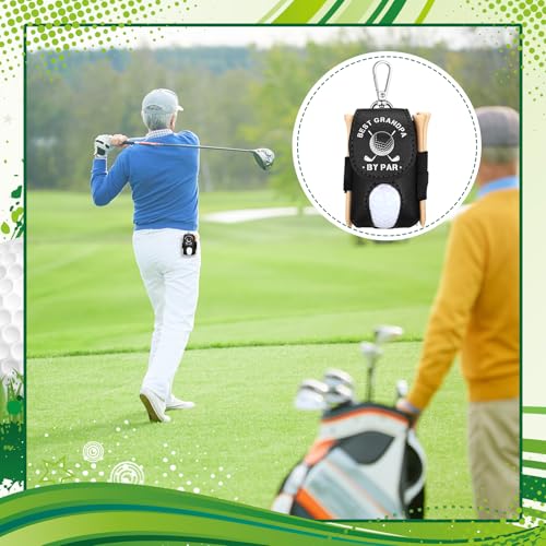 Realspring 8 Pcs Christmas Golf Set Daddy Grandpa Golf Gifts, Ball Pouch Bag and 5 Pcs Wood Tees 2 Balls Christmas Birthday Gift for Men, Grandpa from Daughter Son(Best Grandpar by Par)