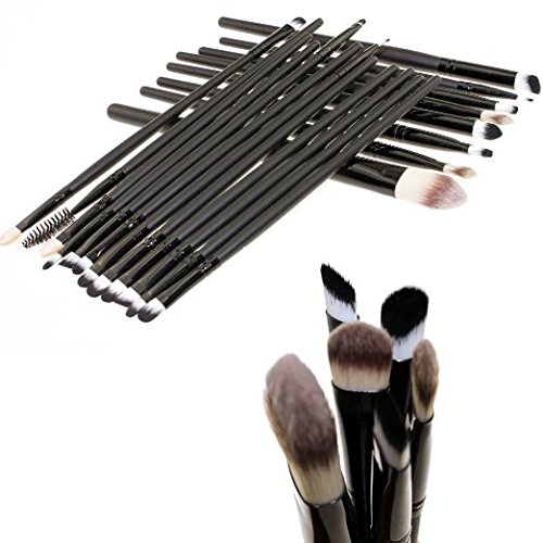 MELADY 20pcs Multi-function Pro Cosmetic Powder Foundation Eye shadow Eyeliner Lip Makeup Brushes Sets (Black)