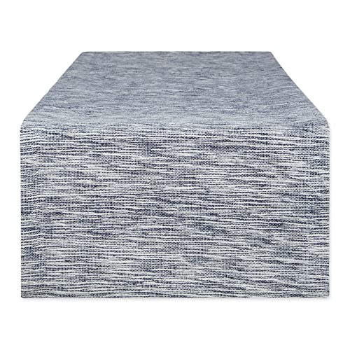 DII Tonal Recycled Cotton Slubby Rib Tabletop Collection, Table Runner, 14x108, Navy