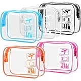 Clear Toiletry Bag, Packism 5 Pack TSA Approved Toiletry Bag Quart Size Bag, Travel Makeup Cosmetic Bag for Women Men, Carry on Airport Airline Compliant Bag, Black, White, Blue, Orange, Rose Red
