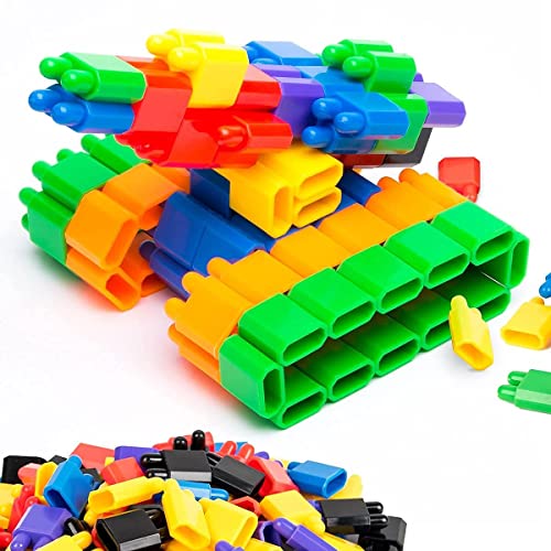 Image of AEXONIZ TOYS Plastic Bullet Cube Building Blocks - 200Pcs, Multicolor Bulk Plastic Educational Stacking Counting Interlocking Smart City Building Block for Indoor, Outdoor for Kids