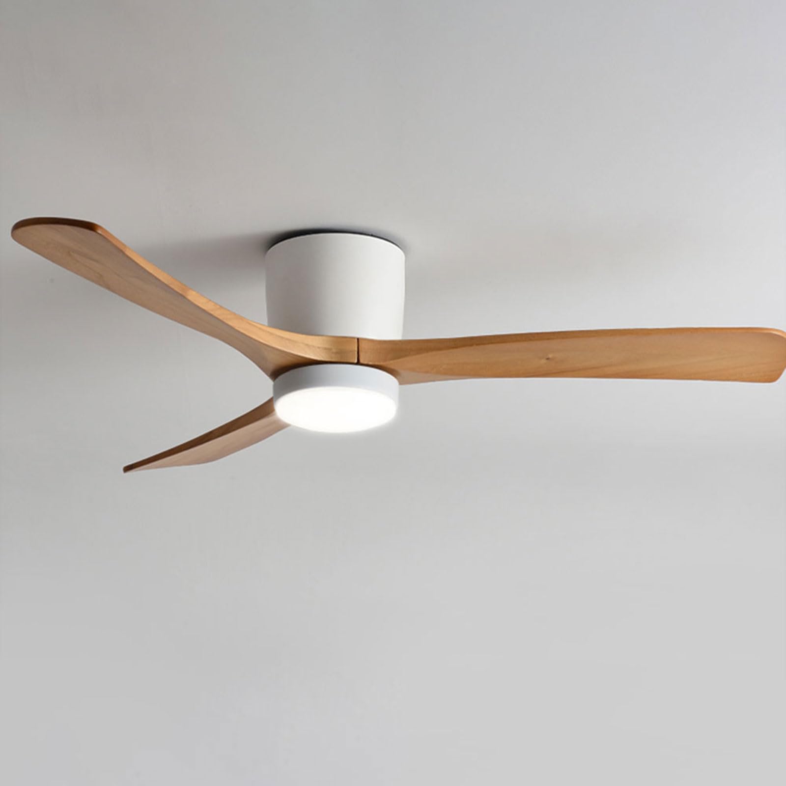 Pilanp A Quiet Ceiling Fan With Light Nordic Indoor Ceiling Fan Light Remote 6 Gear Wind Speed Ceiling Fans 12W Led Ceiling Lights Fan Lighting Wooden Blades For Living Room Dining Room Bedroom