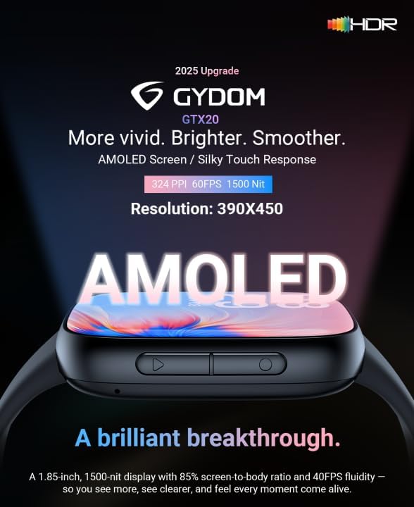 Miniatura 6 de Gydom Reloj inteligente para hombresmujeres pantalla AMOLED de 1.85 pulgadas, responderhacer llamadas Rastreador de actividad física con monitor de