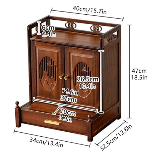 Mesa de altar de buda en madera maciza tallada a mano con cajón extraíble y puertas para sobremesa 3