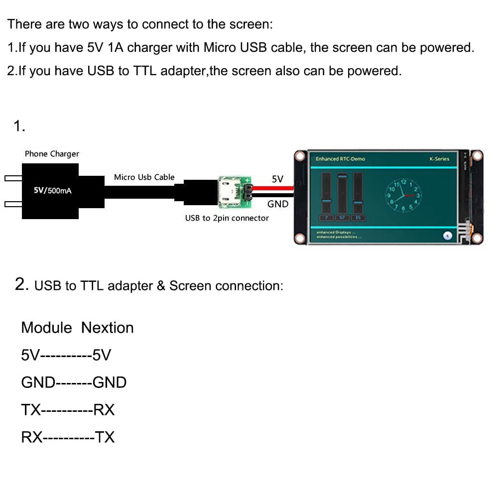 English Nextion Enhanced 2,4" 320×240 HMI USART UART TFT Módulo de Pantalla LCD de Panel de Pantalla táctil resistiva en Serie(NX4832K024)