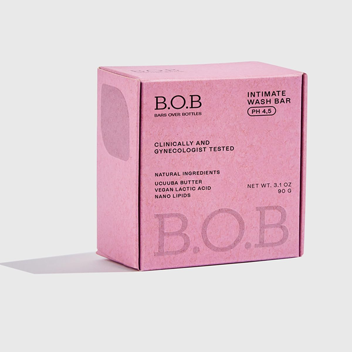 B.O.B BARS OVER BOTTLES (BOB) Ph Balanced Feminine Wash Bar (3.1oz) | Nano Lipid Infused Intimate Soap & Cleanser | Natural, Vegan, Eco-Friendly, Waterless & Plastic-Free | Made in Brazil