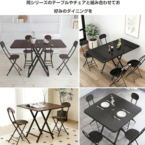 Probasto 折りたたみテーブル&チェアセット 3点セット ダイニングテーブル 70×70×74cm パイプ椅子 完成品 在宅ワーク 勉強机 作業台 食卓 パソコン デスク (ブラック) [3]