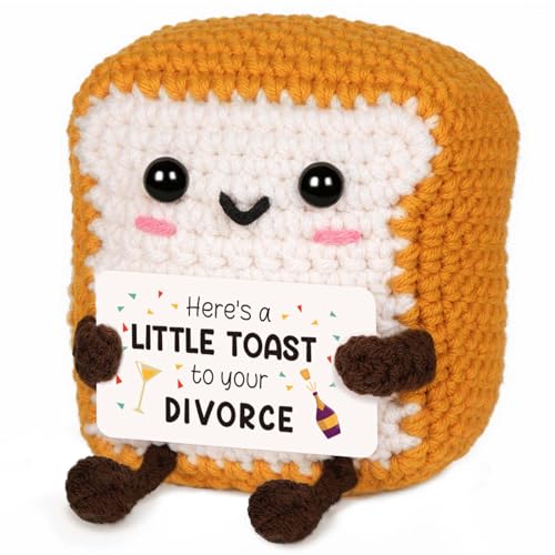 Glydein A Little Toast to Your Divorce - Divorce Gifts for Women, Divorce Party Decorations, Cheer up, Breakup Gifts for Women, Funny Crochet Toast Presents for Newly Divorced Woman Sister Friend