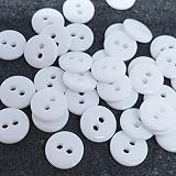 MajorCrafts® 120pcs 10mm 2 Holes Small Round Resin Sewing Buttons Needlework Arts and Crafts Embellishments (White)