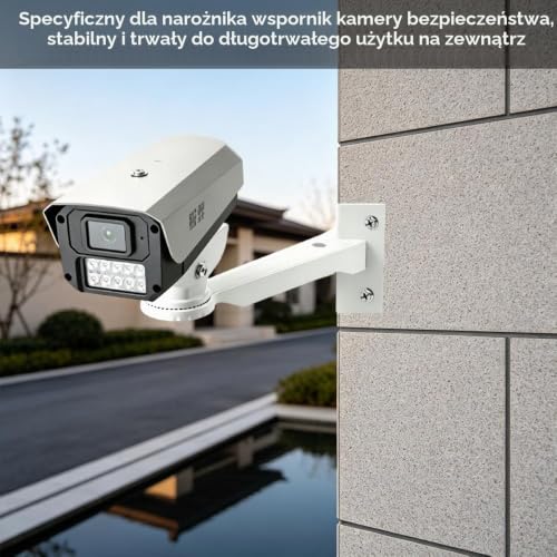 Uchwyt kątowy i ścienny do kamer monitoringu, stabilny i regulowany, uniwersalne rozwiązanie mocujące na zewnątrz