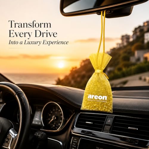 Image of AREON Pearls Vanilla Hanging Air Freshener, Quality Perfume Pack of 1 | Long Lasting Fragrance - Premium Quality Perfume - Eliminates Unpleasant Odors - Ideal for Car - Home - Office - Wardrobe
