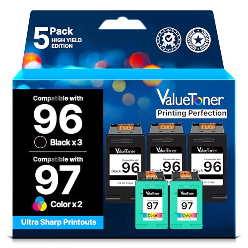 Cartouches d'encre de remplacement HP 96 et 97 Valuetoner C8767wn C9363wn pack de 5