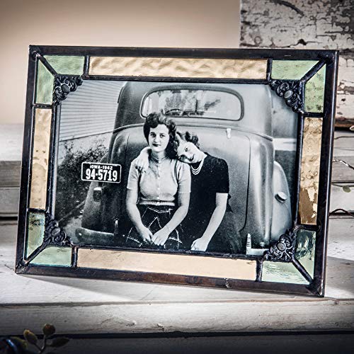 4X6 Picture Frame Green Stained Glass Photo Vintage Home Decor Easel Vertical Horizontal Family Baby Pic 404-46Hv #TOP4