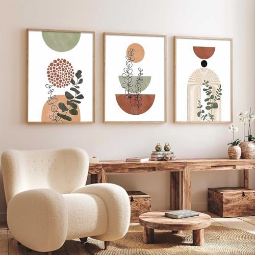 Image of kotart Boho Art Home Decoration Paintings With Frame For Living Room Bed Room Hotel Wall Decor Digital Reprint Set of 3 (19X25 inch)