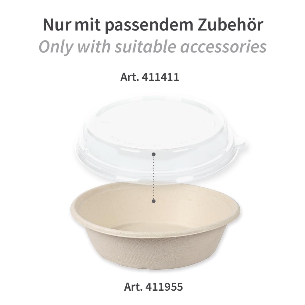 FRANZ MENSCH 480 Stück NATUREStar Schalen Rondo, rund | Zuckerrohr, weiß, V: 900ml, Ø: 19,4cm, H: 5,2cm, Karton, Zuckerrohrschalen,Einmalschale, Einwegschale
