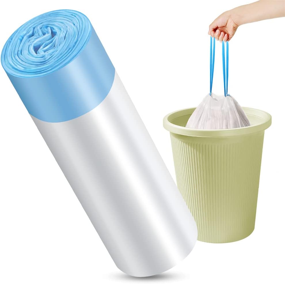XAJH Trash Bag, 4 Gallon Trash Bag, Drawstring Garbage Bag, Small Trash Bags for Bathroom, Kitchen, Office, Easy to Separate Trash Can Liners, 15 Count