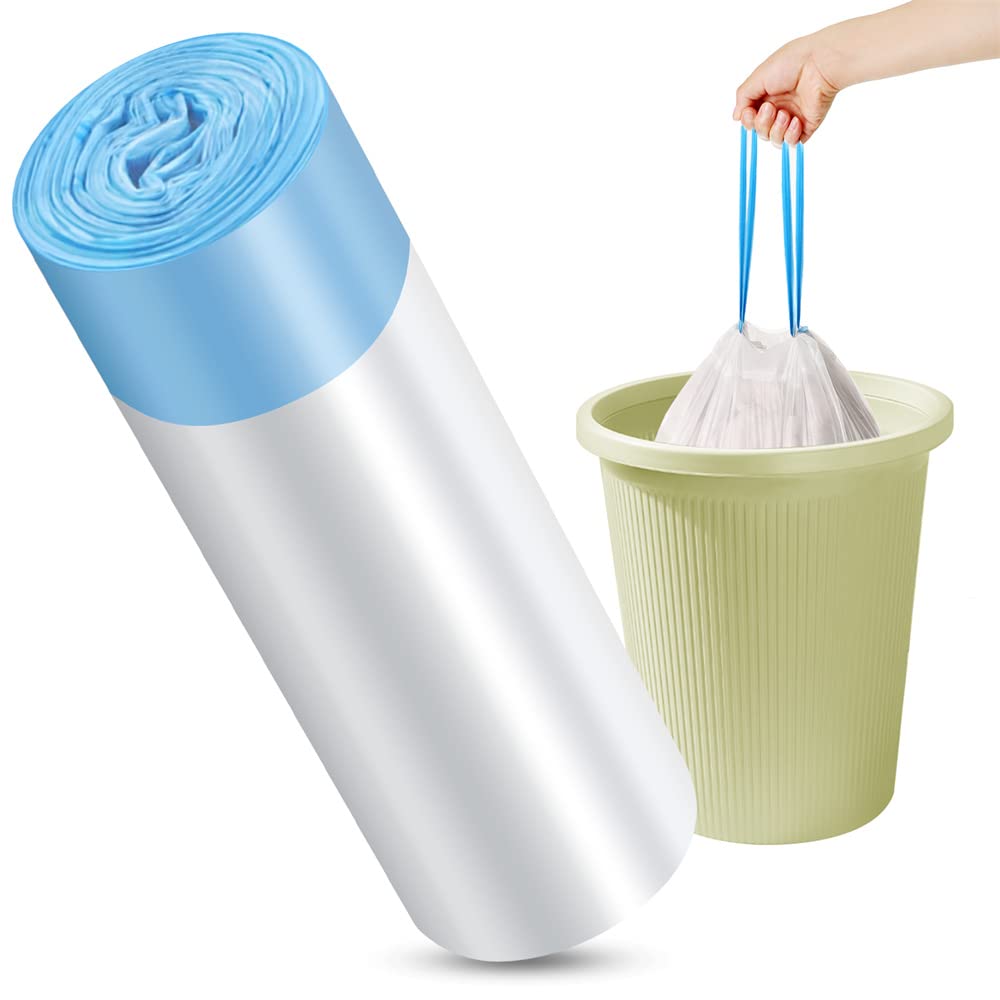 XAJH Trash Bag, 4 Gallon Trash Bag, Drawstring Garbage Bag, Small Trash Bags for Bathroom, Kitchen, Office, Easy to Separate Trash Can Liners, 15 Count