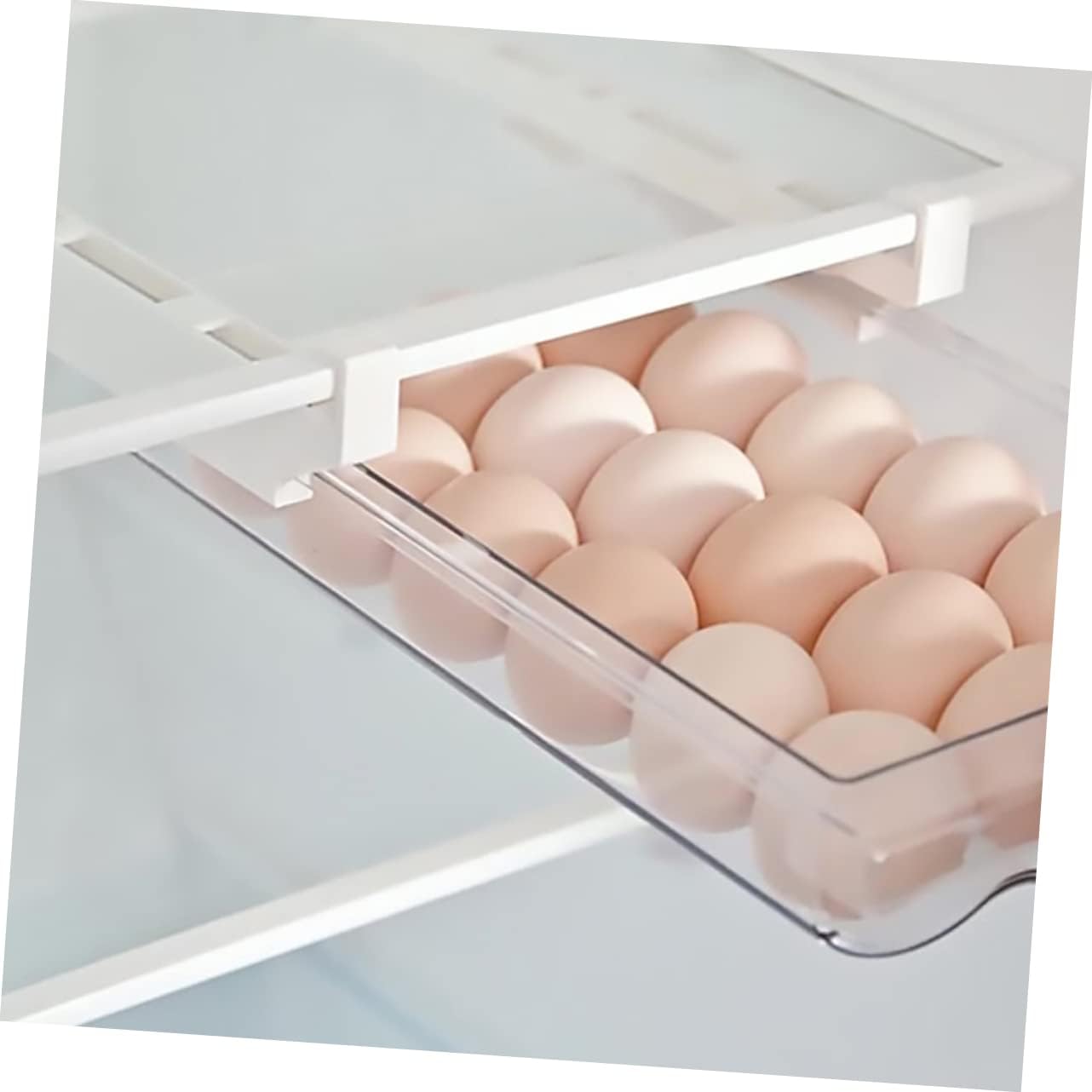 Vaguelly Egg Drawer Container Refrigerator Egg Holder Pull-Out Design Sturdy Storage Box for Kitchen and Fridge Organization Plastic 1 Piece