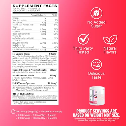 Image of EHP Labs OxyShred Pre Workout Powder - Preworkout Powder with L Glutamine & Acetyl L Carnitine, Energy Boost Drink - Raspberry Refresh, 60 Servings