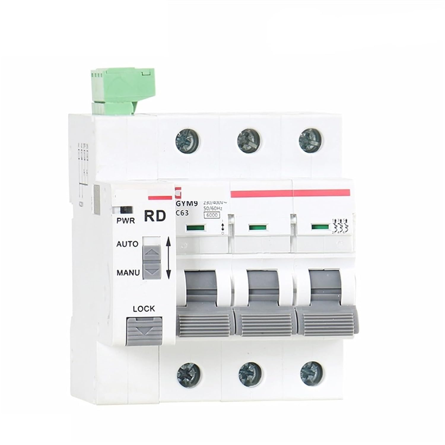 Wyłącznik szynowy Din GYM9 3P z automatycznym resetowaniem Wyłącznik automatyczny wyłącznik automatyczny Home 63A Automatyczny reset Reconnector 1 sztuka (kolor: GRD9M-R-AC220-AUTO, rozmiar: 3PMCB63A
