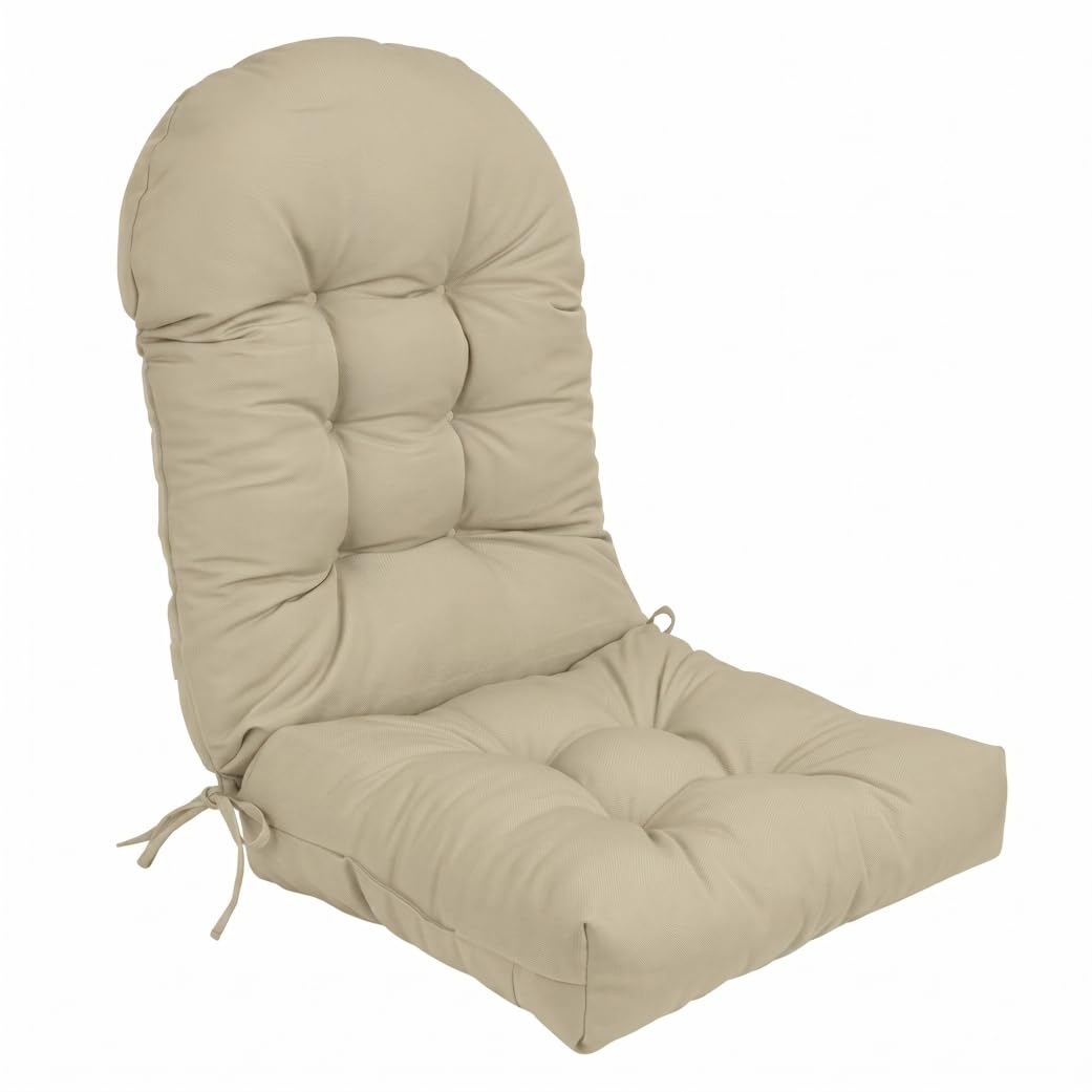 Nukinp Rocking Chair Cushion, Thickened Adirondack Chair Cushion, High-Resilience Waterproof Pad for Indoor & Outdoor, 43.3x19.7 Inch, Khaki