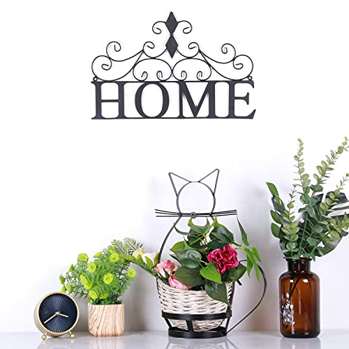 Yamfurvo Scrolled Home Word Wall Decor, Metal Wall Mounted Plaque Door Art Sign, Decorative Hanging Wall Ornament For Bedroom, Living Room, Dining Room, Black #TOP4