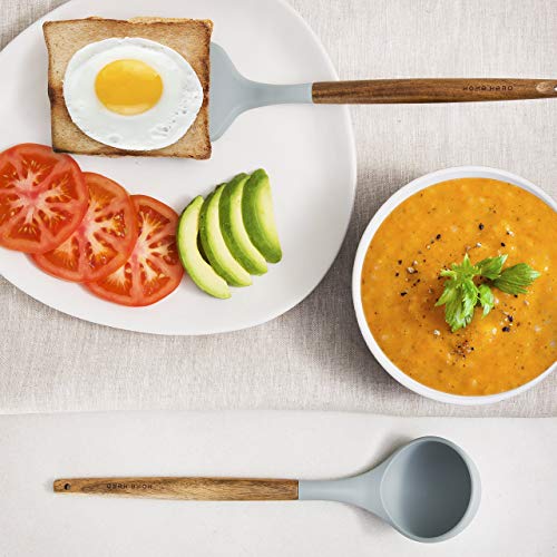 Home Hero 8-Pcs Acacia Wooden Silicone Kitchen Utensils Set - Acacia Wood Silicone Cooking Utensils Set - Kitchen Gadgets & Kitchen Tool Gift Set #TOP1