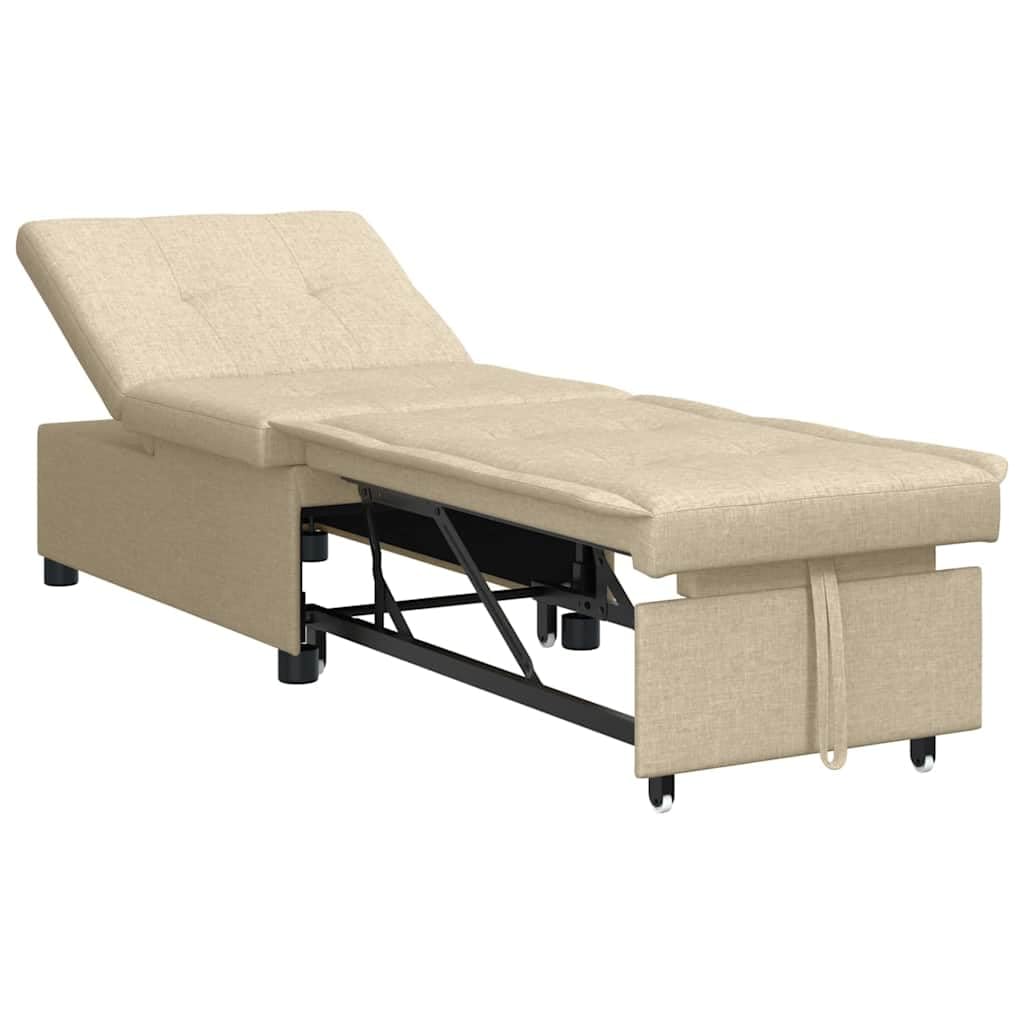 Schlafsofa ausziehbar Creme 194x50x82 cm Stoff, modernes Ausziehsofa mit Verstellbarer Rückenlehne, 3-in-1-Funktion als Sofa, Liege und Bett, Polyester-Mischung, robuster Rahmen